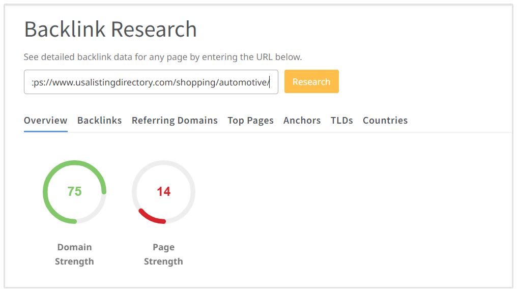 Annuaire des domaines et de la puissance des pages des États-Unis